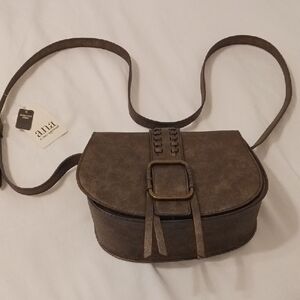 Brown Crossbody Bag with Buckle Accent